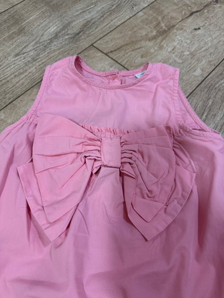 Pembe Kolsuz Kız Elbisesi Fiyonk Detaylı - Görsel 2