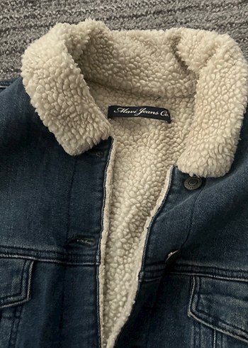 Mavi Jeans Gri Kürklü Uzun Denim Ceket mavi Jeans