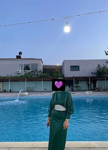 Taşlı saten abiye - Görsel 2