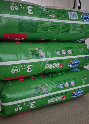 5 Beden: 11-25 kg Beden Molfix Midi Bebek Bezi 60 Adet 6-11 kg