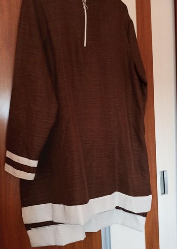 Kahverengi Uzun Keten Salaş Tunik - Görsel 4