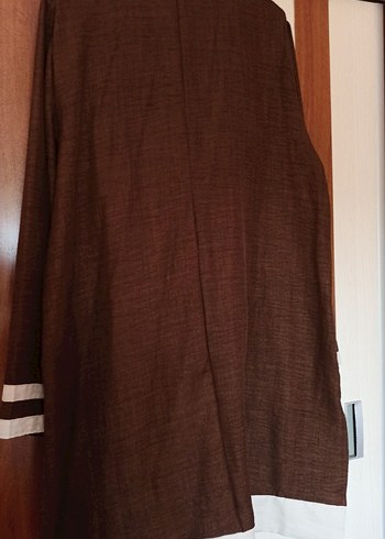 Kahverengi Uzun Keten Salaş Tunik - Görsel 6