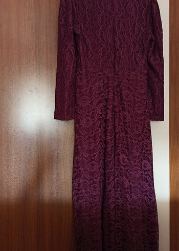 Mürdüm Dantel Uzun Kollu Uzun Elbise - Görsel 3