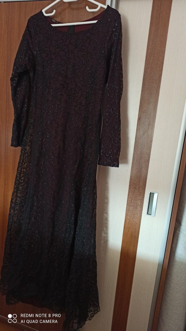 Uzun Siyah Gotik Kadın Elbise - Görsel 3