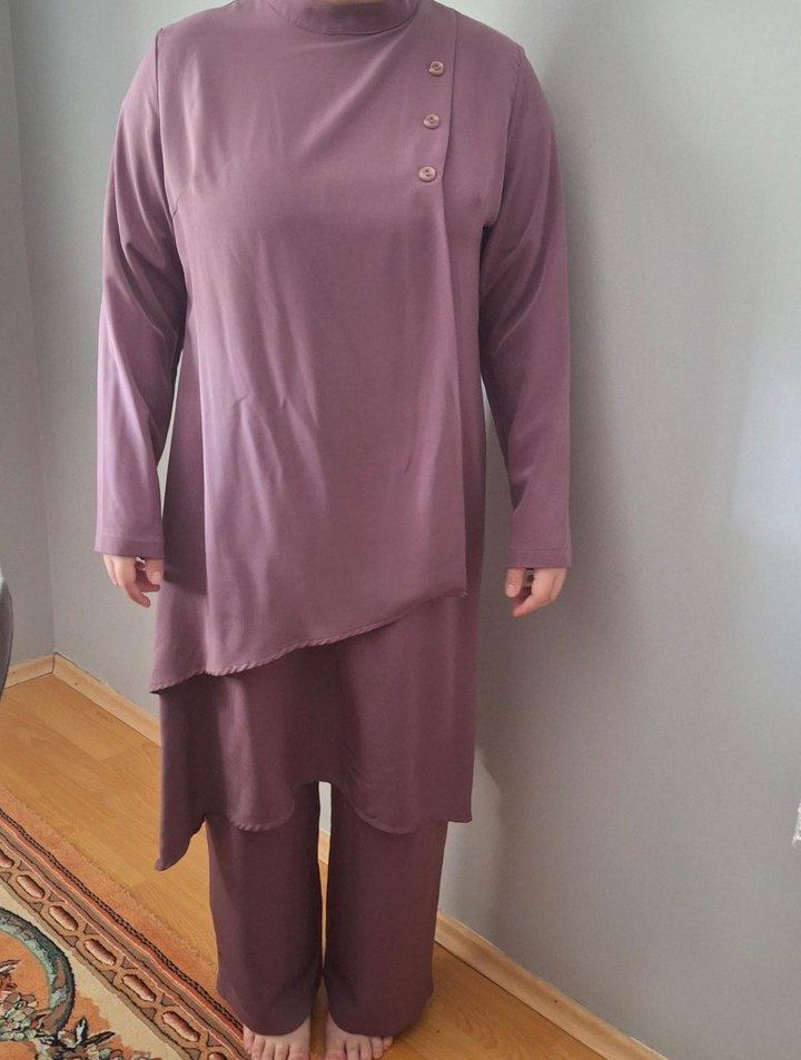 Mor Uzun Kollu Salaş Kadın Tunik - Görsel 4