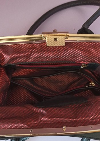 Klasik Siyah Yılan Derisi Desenli Deri Çanta - Görsel 2