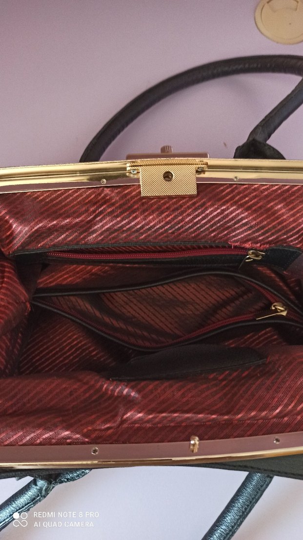 Klasik Siyah Yılan Derisi Desenli Deri Çanta - Görsel 2