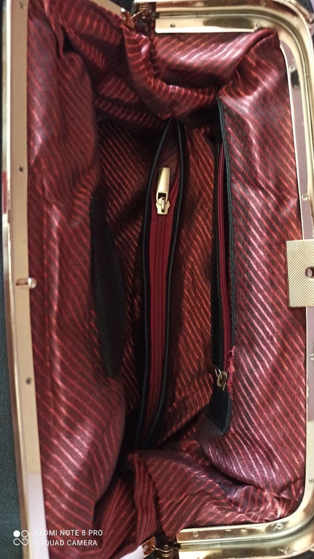 Klasik Siyah Yılan Derisi Desenli Deri Çanta - Görsel 3