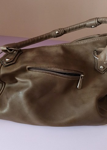 Bej Deri Kadın Omuz Çantası - Görsel 3