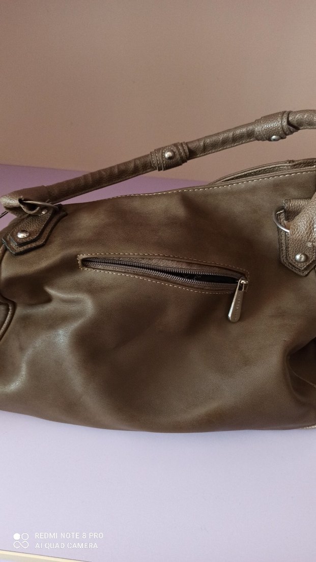 Bej Deri Kadın Omuz Çantası - Görsel 3