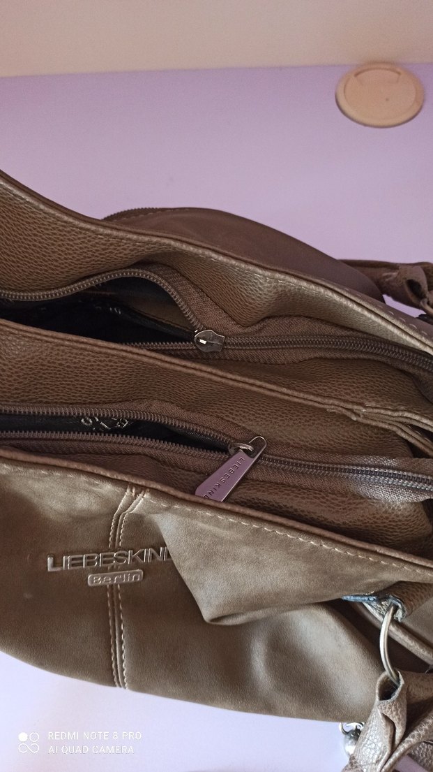 Bej Deri Kadın Omuz Çantası - Görsel 2