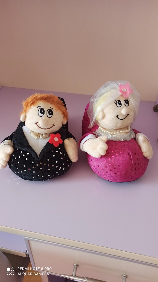 Renkli Gelin ve Damat Peluş ev panduf - Görsel 2