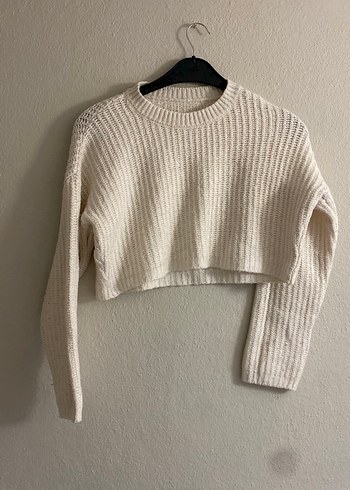 Beyaz Örgü Kadın Uzun Kollu Kazak - Görsel 2