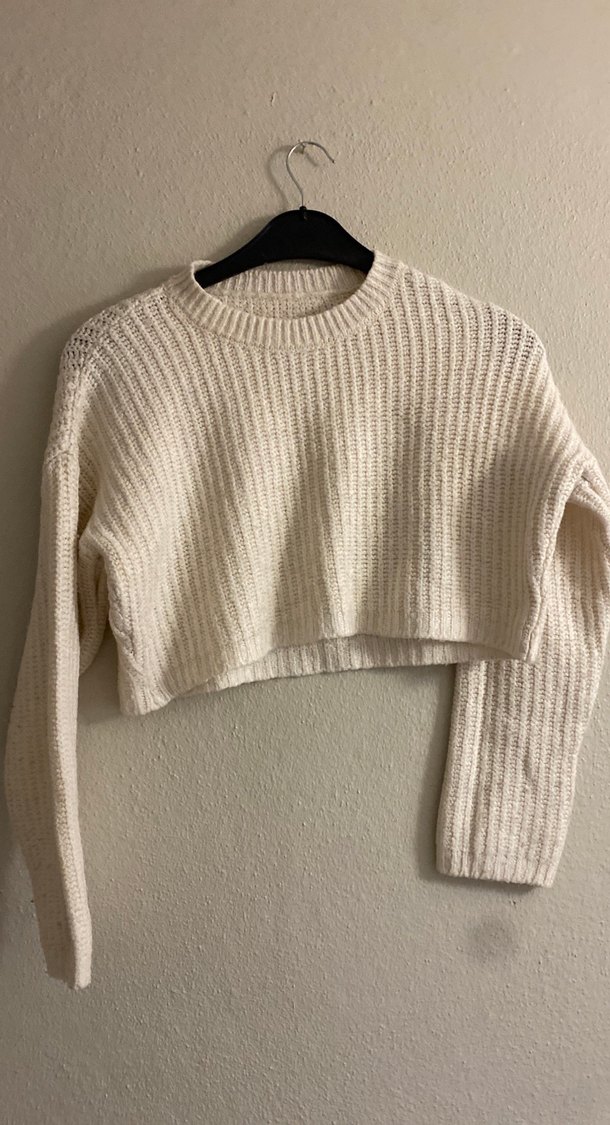 Beyaz Örgü Kadın Uzun Kollu Kazak - Görsel 3