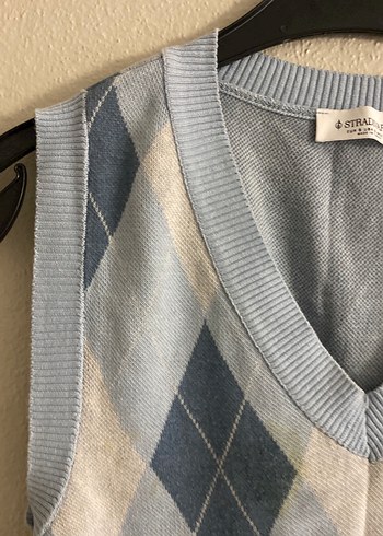 V Yaka Mavi Kadın Süveter - Görsel 5