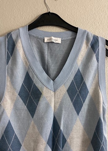 V Yaka Mavi Kadın Süveter - Görsel 3