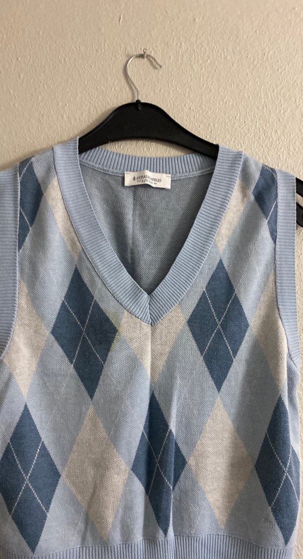 V Yaka Mavi Kadın Süveter - Görsel 3