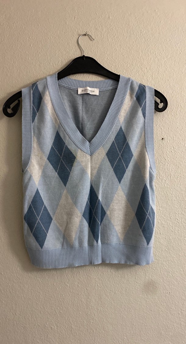 V Yaka Mavi Kadın Süveter - Görsel 2