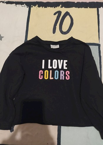 Kız Çocuk Siyah Uzun Kollu Baskılı Sweatshirt
