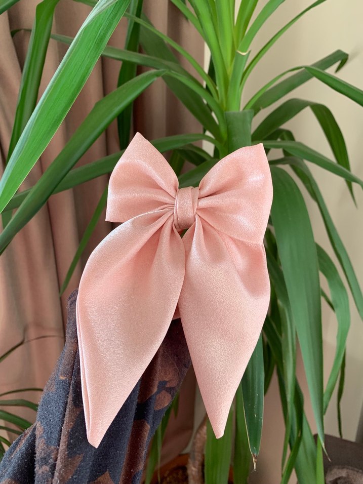 Pembe İpek Görünümlü Fiyonk Saç Aksesuarı - Görsel 3