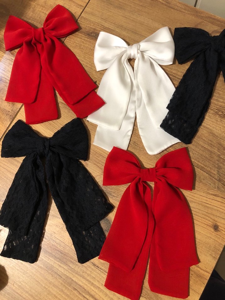 Parlak Kırmızı Büyük Fiyonk Saç Aksesuarı - Görsel 4