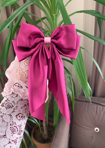 Bordo Parlak Saten Fiyonk Saç Aksesuarı - Görsel 6