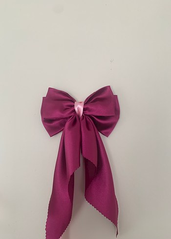 Bordo Parlak Saten Fiyonk Saç Aksesuarı - Görsel 5