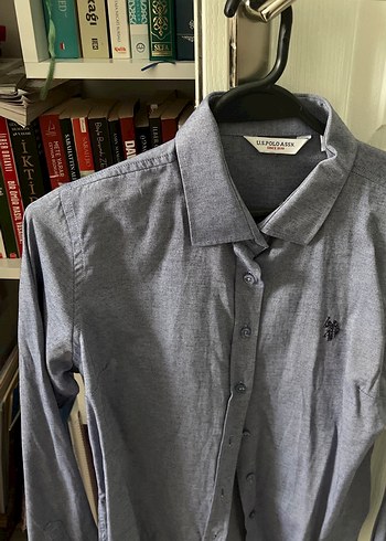 40 Beden U.S. Polo Assn. Kadın Gri Uzun Kollu Gömlek