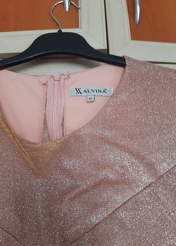 pudra Parlak Uzun Kollu Drapeli Kadın tesettür Abiye - Görsel 3