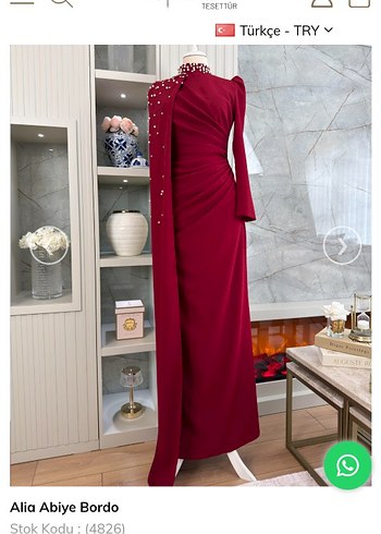 Bordo Drapeli Uzun Abiye Elbise - Görsel 2