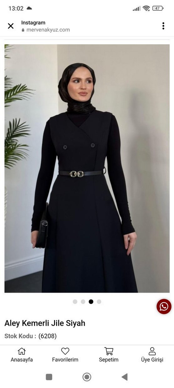 Siyah Uzun Kemerli Kadın jile Elbise - Görsel 2