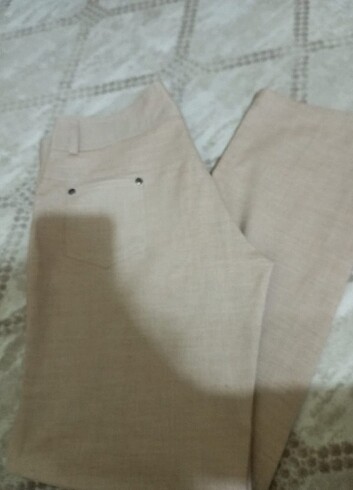 Keten krem pantolon