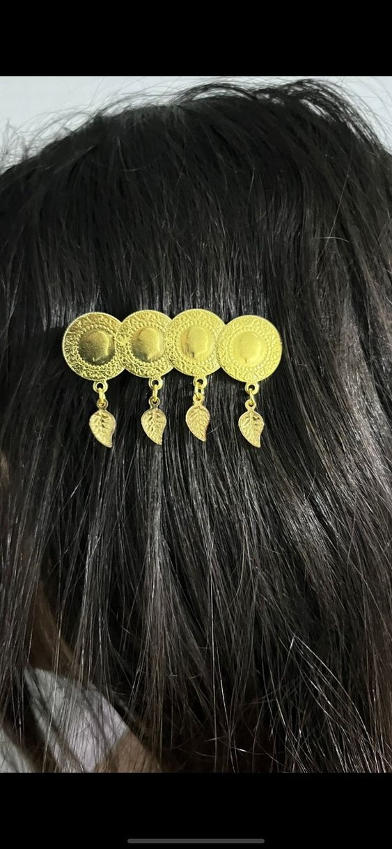 Altın Renk Zincir Detaylı Bohem Saç Aksesuarı - Görsel 2