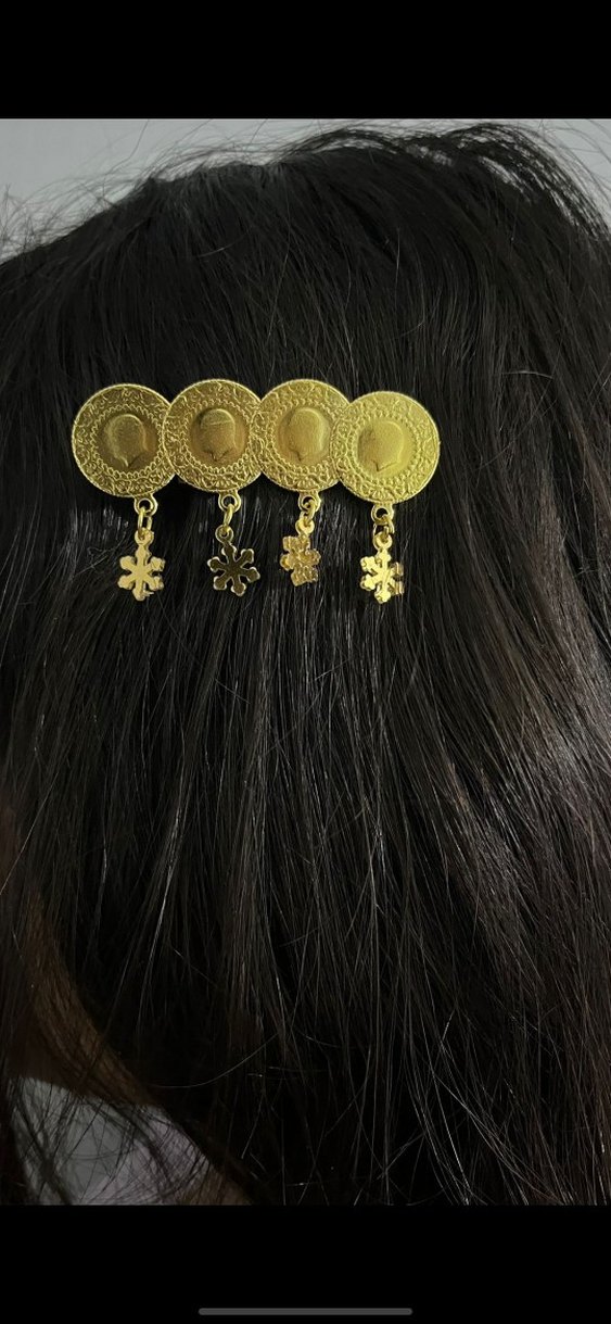Altın Renk Zincir Detaylı Bohem Saç Aksesuarı - Görsel 3