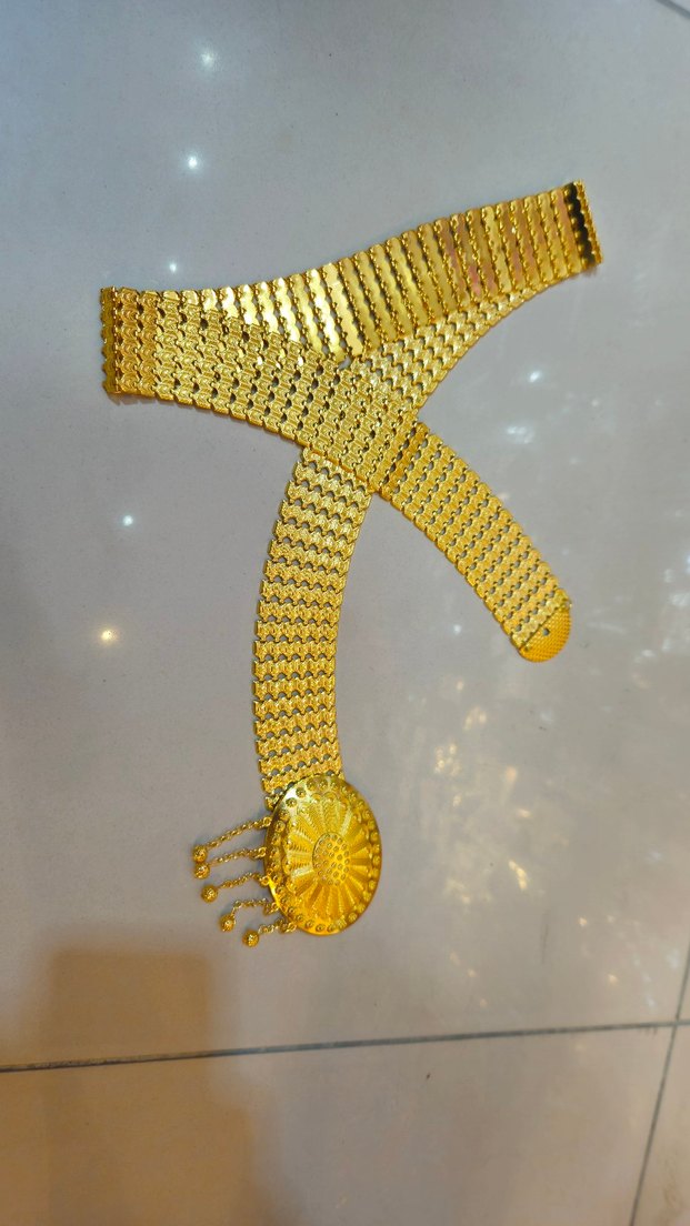 Altın Renkli Kemerli Kadın Henna Elbisesi 110 cm - Görsel 3