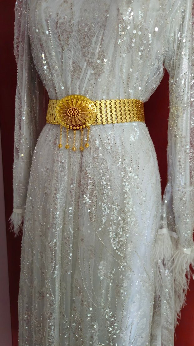 Altın Renkli Kemerli Kadın Henna Elbisesi 110 cm - Görsel 2