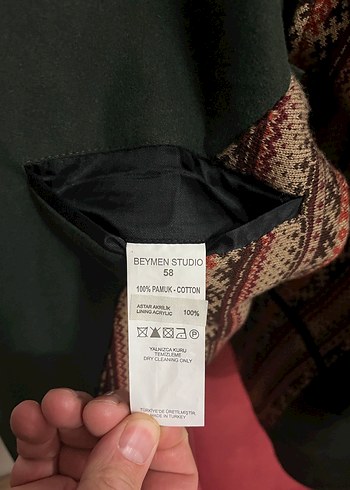 Erkek Yeşil Düğmeli BEYMEN Ceket - Görsel 3