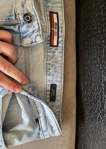 Gri Düğmeli Erkek Denim Pantolon MAVİ - Görsel 2