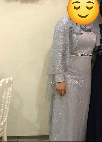 44 Beden simli gri abiye şaliyla beraber verilcek