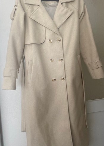 Bej Kadın Uzun Düğmeli Trençkot - Görsel 5