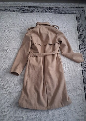 Bej Kadın Uzun Düğmeli Trençkot - Görsel 4