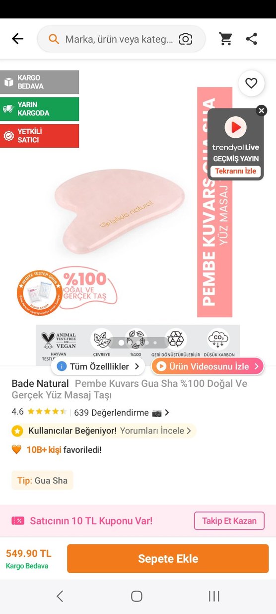 Pembe Kuvars Gua Sha Yüz Masaj Taşı - Görsel 2