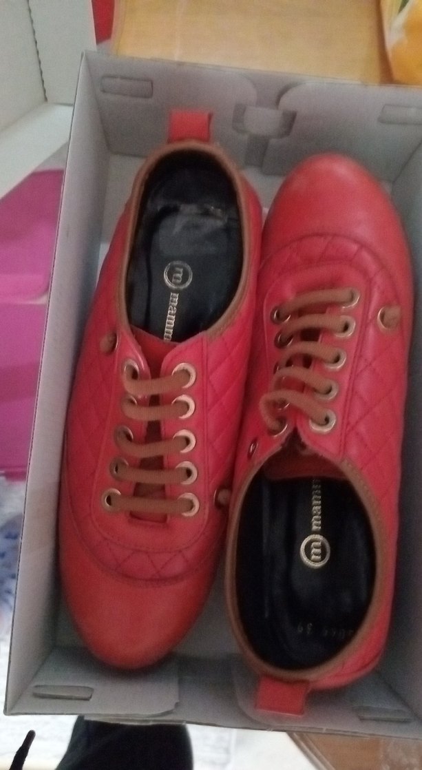 Kırmızı Kadın Dolgu Topuklu Spor Ayakkabı gerçek deri - Görsel 2