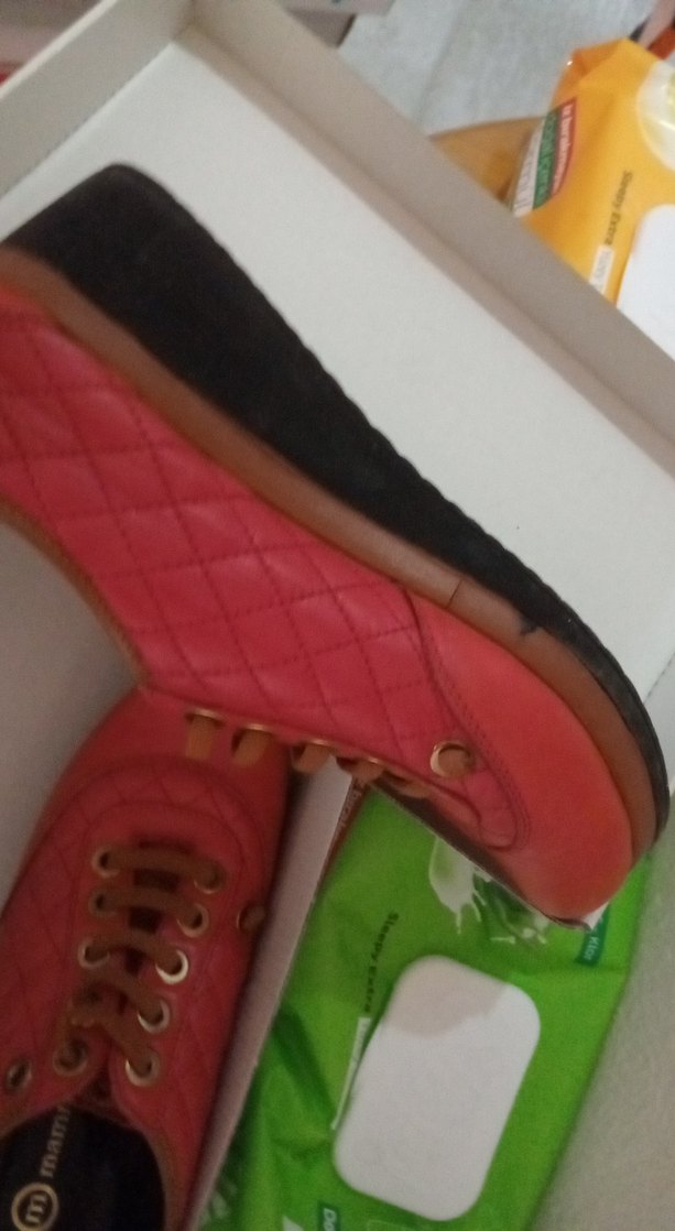 Kırmızı Kadın Dolgu Topuklu Spor Ayakkabı gerçek deri - Görsel 3