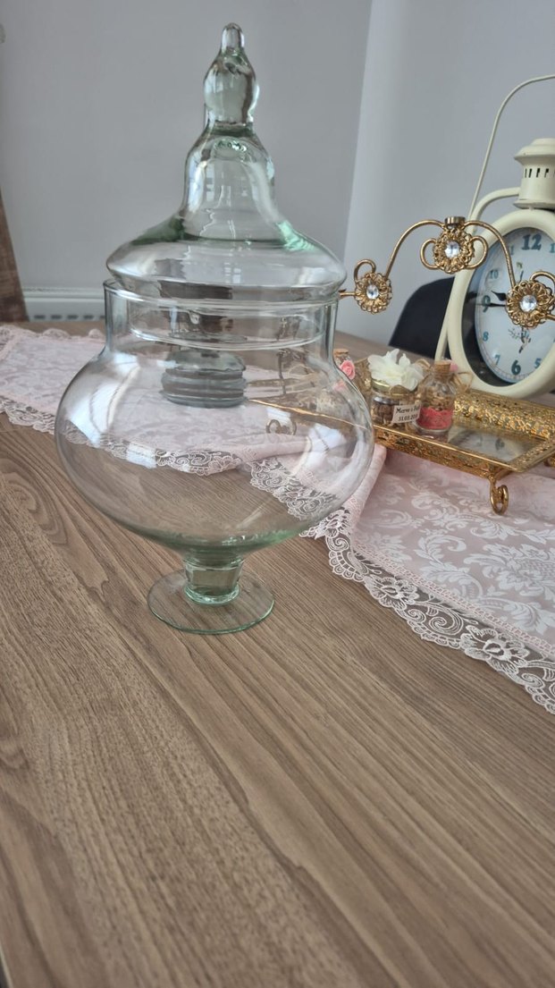 Rayan Cleopatra Cam Saklama Kabı şekerlik - Beyaz - Görsel 3