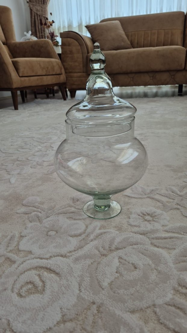 Rayan Cleopatra Cam Saklama Kabı şekerlik - Beyaz - Görsel 2