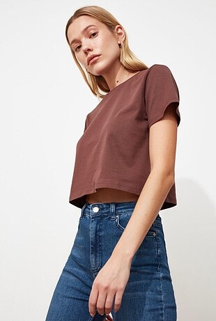Bisiklet yaka basic crop top