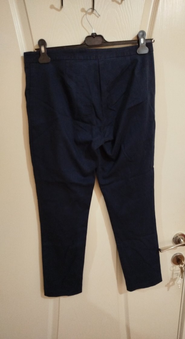 Kadın Kemerli Koyu Mavi Denim Pantolon - Görsel 2