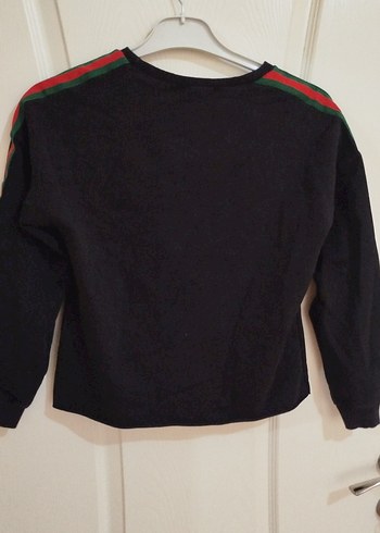 Siyah Kedi Baskılı Tüylü Street Wear Sweatshirt - Görsel 2