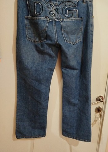 Düğmeli Düz Kesim Mavi Kadın Kot Pantolon - Görsel 2